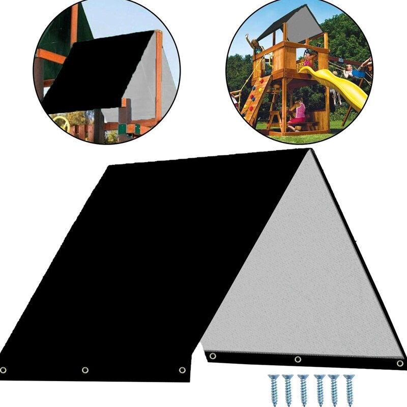 Spot Waterproof Shade Canopies Cover Replacement Tarp Roof Kids Playground UV Protector Best Price: Black