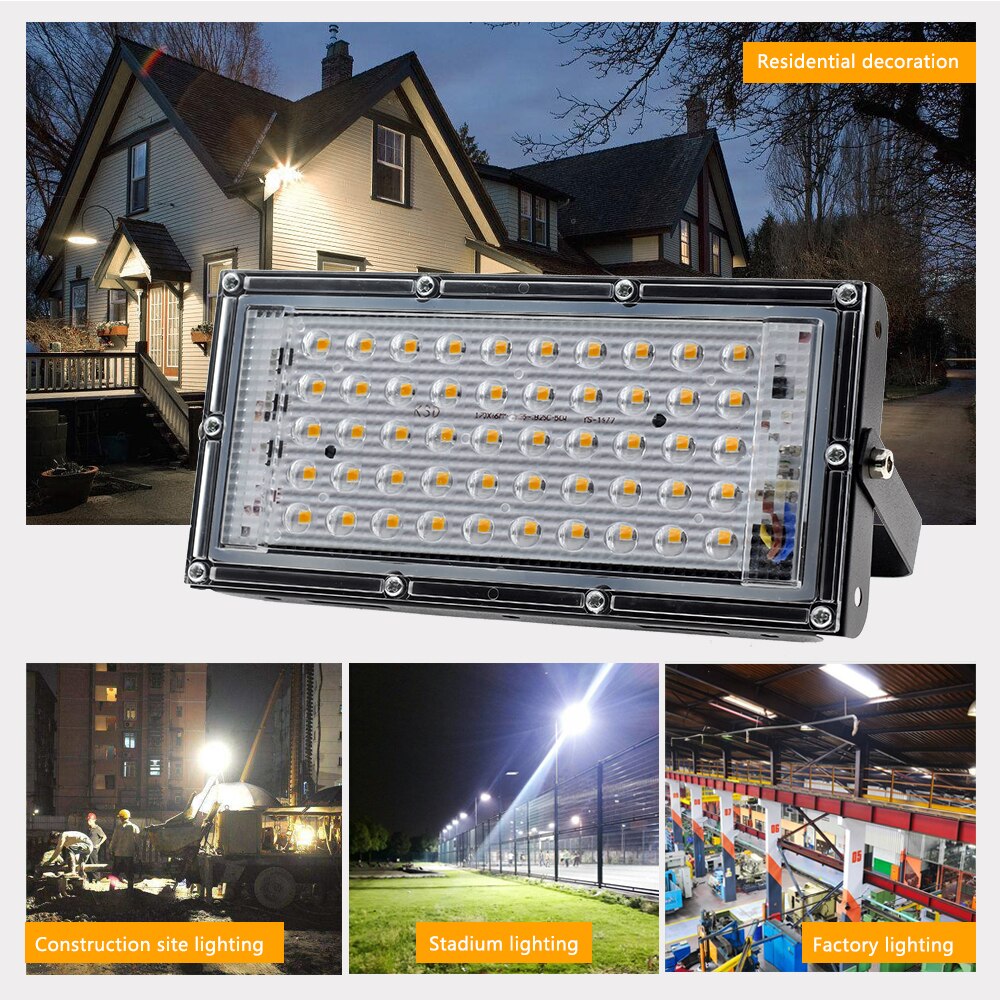 LED Flood Light 50W White Warm White RGB LED Floodlight AC 220V Outdoor Spotlight Waterproof LED Street Lamp Landscape Lighting