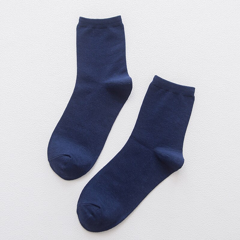 LJIQQ, 5 pares, novedad, azul marino, calcetines azules para hombre, calcetines informales de algodón con personalidad, calcetines de estilo coreano para primavera y verano: B