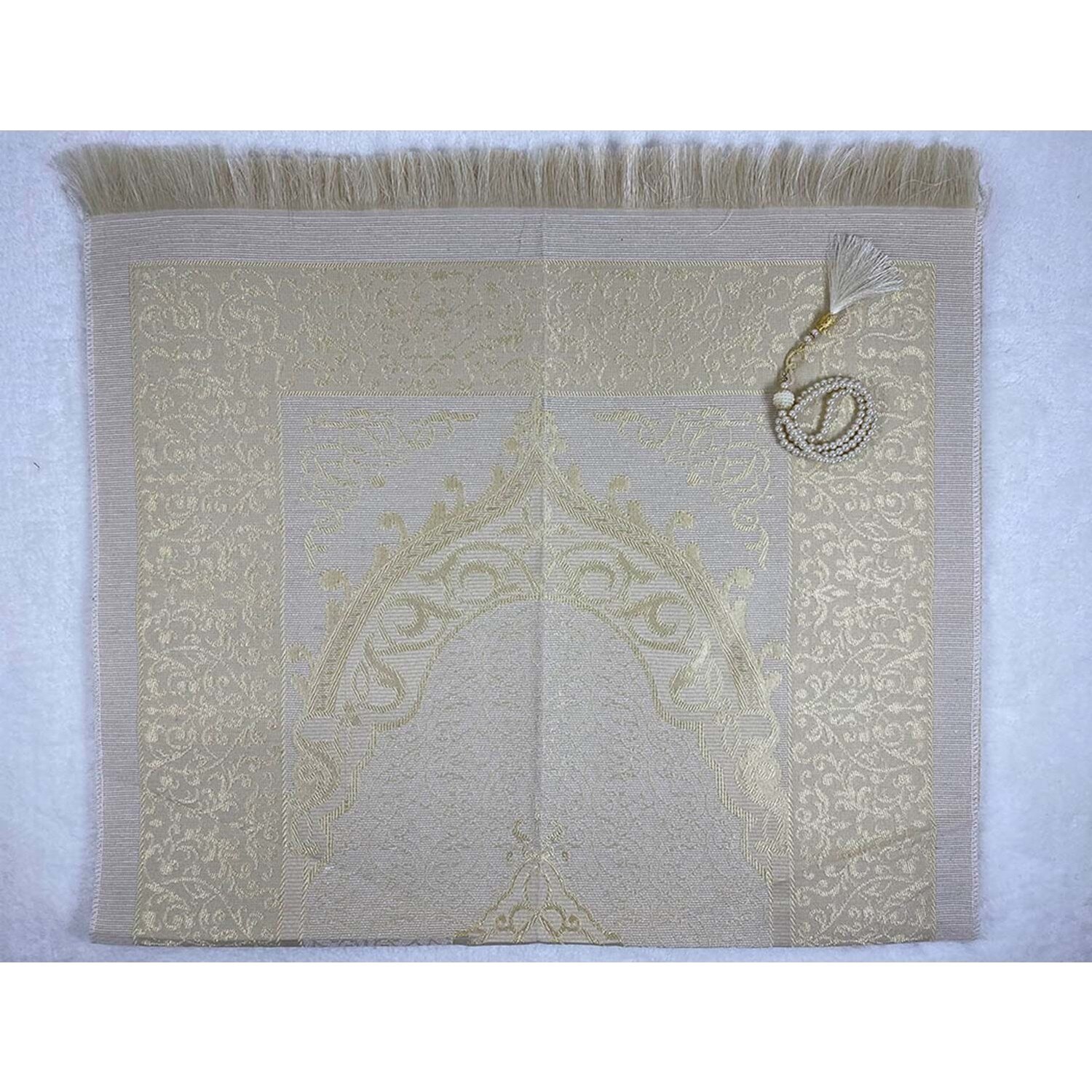 Prayer Rug Set with Cylinder Box Yellow Hajj Muslim Prayer Mat Sejjade