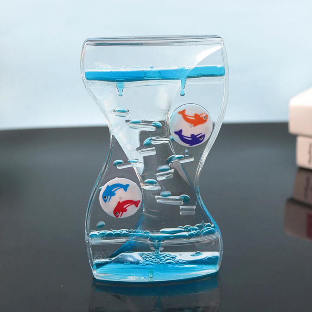 Moving Double Color Sand Hourglasses Floating Oil Liquid Visual Motion Timer Glass Acrylic Clock Home Decoration Desk Ornament