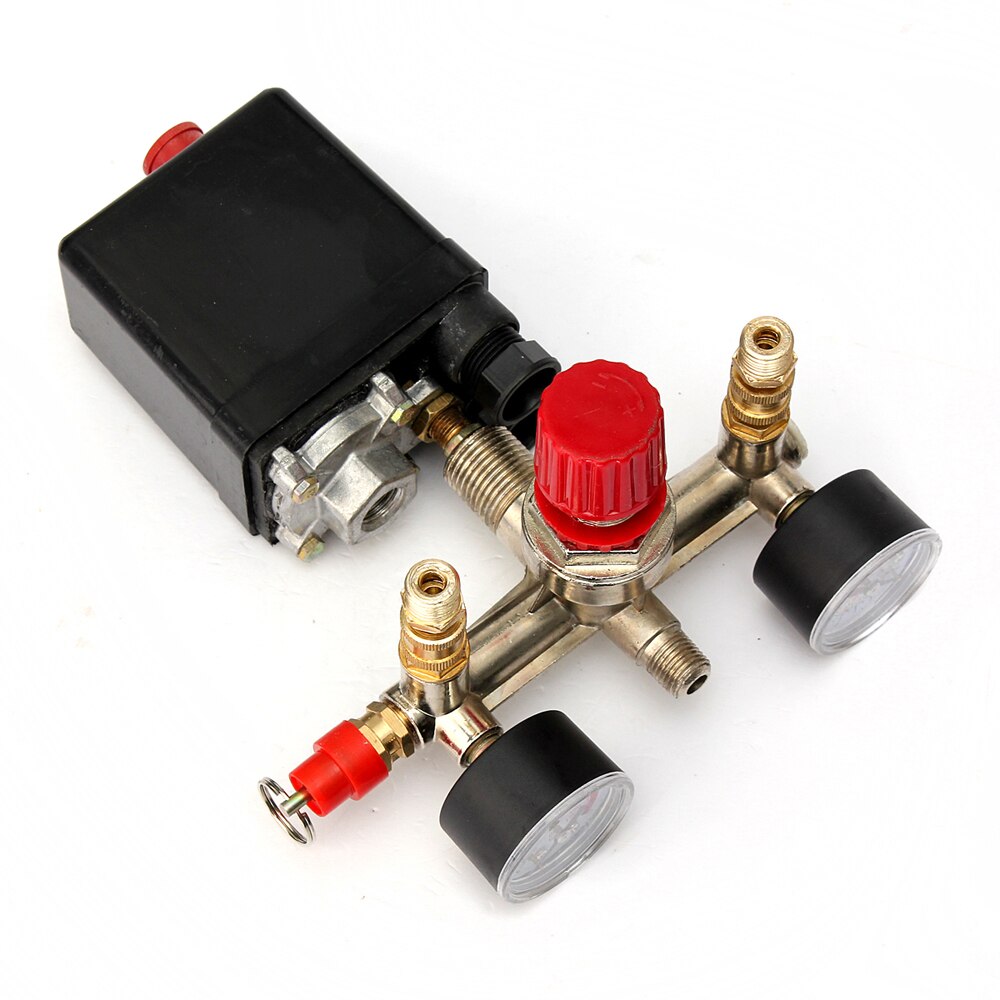 KKMOON Pressure Gauges 125 PSI 12 Bar Small Air Compressor Pressure Switch Control Adjustable Regulator Valve Instrument