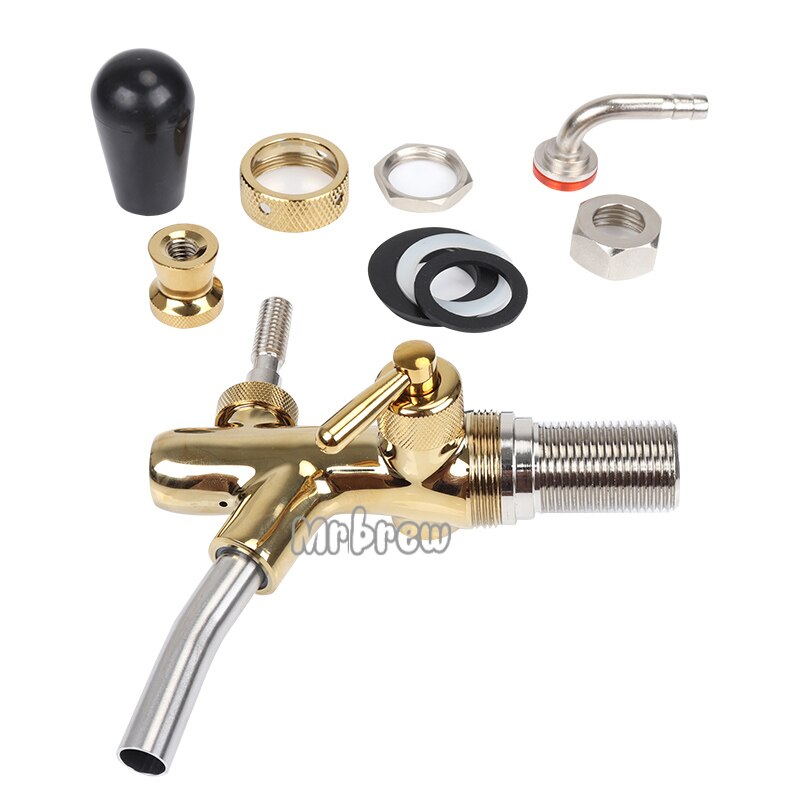Draft Beer tap faucet, G5/8 Adjustable Faucet with golden plating,- Keg Tap Spout Homebrew Beer