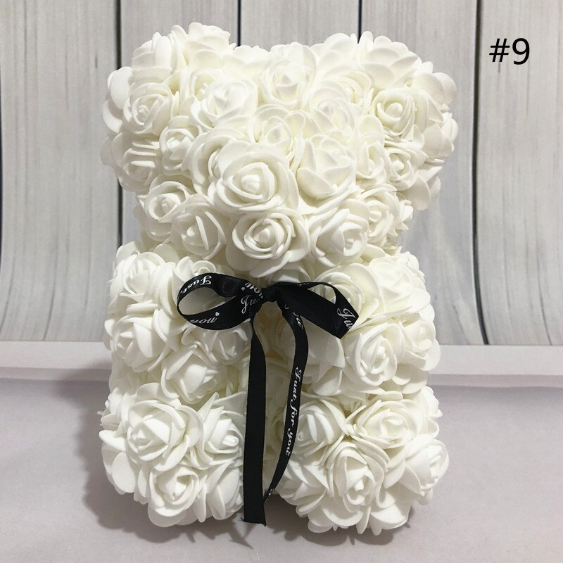 25cm bjørne af roser kunstige blomster hjem bryllup festival gør det selv billig bryllup dekoration boks krans håndværk: Hvid