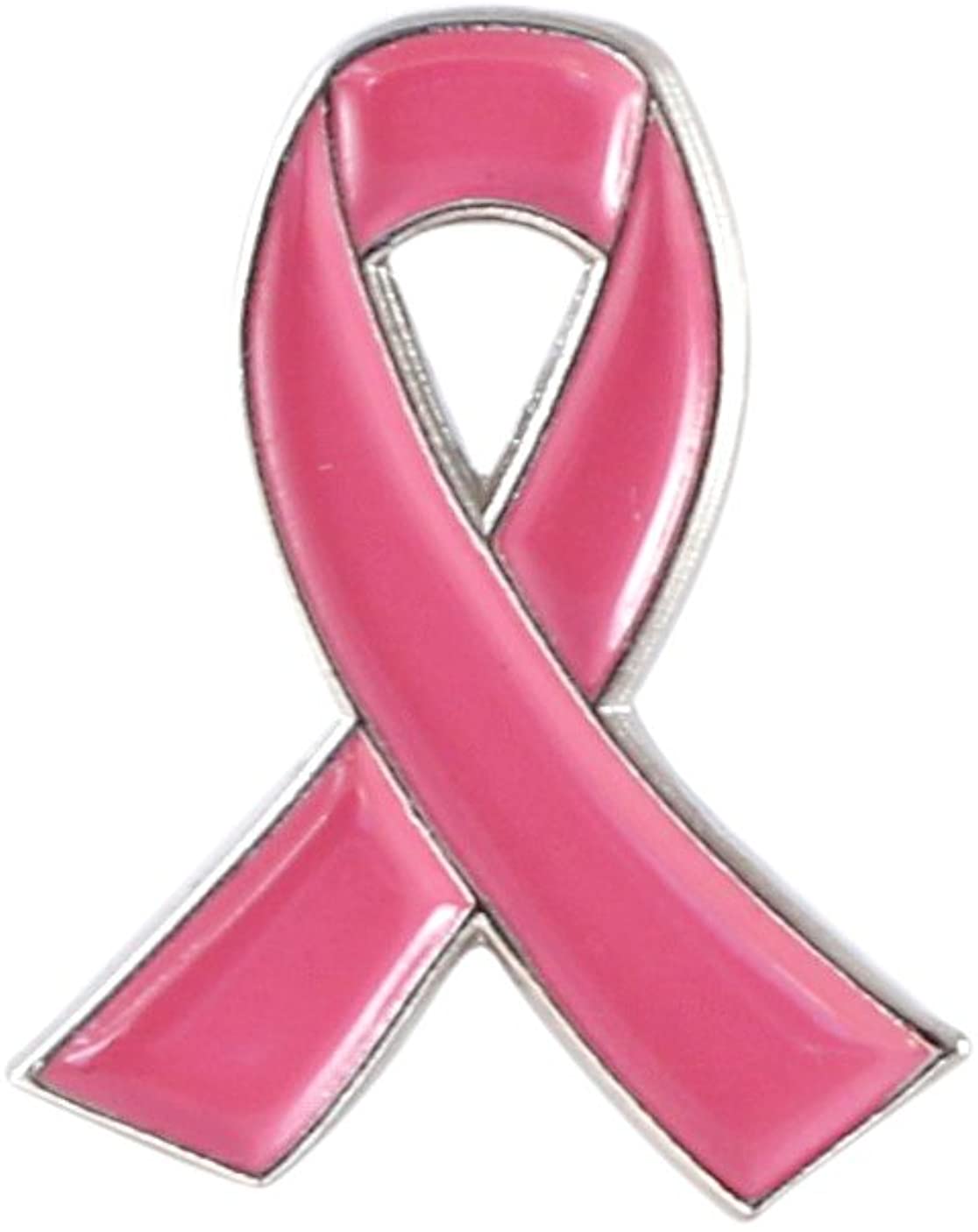 Breast Cancer Awareness Pink Ribbon Lapel Pin With Silver Trim - Support & Awareness Fundraiser Pin (1 Pin) - View #2