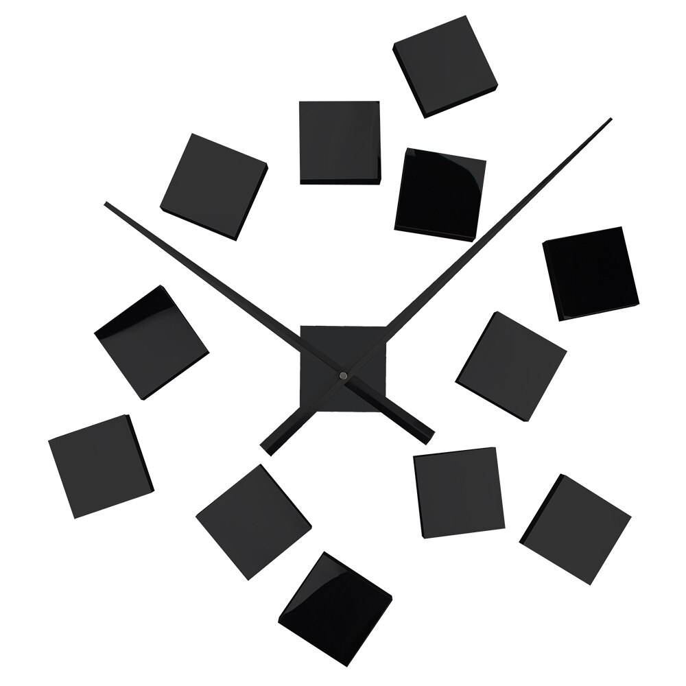 Reloj de pared 3D grande con espejo, moderno, forma cuadrada, para decoración del hogar, novedad de: black