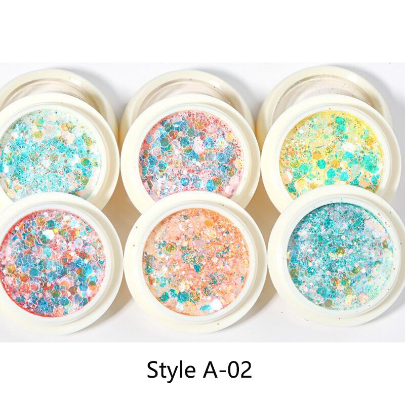 6 caixas Shinning Glitters Lantejoulas Conjuntos mistos: StyleA-02