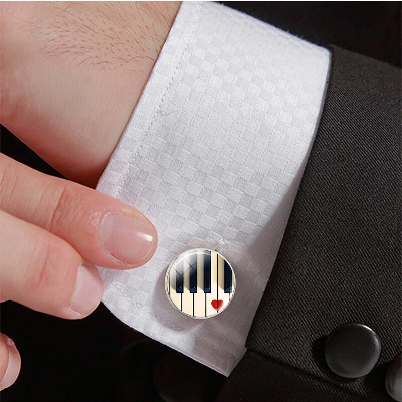 Musical Instruments Piano Flute Violin Guitar Music Symbol French Shirt Cufflinks for Men Wedding Cufflinks Cuff Links