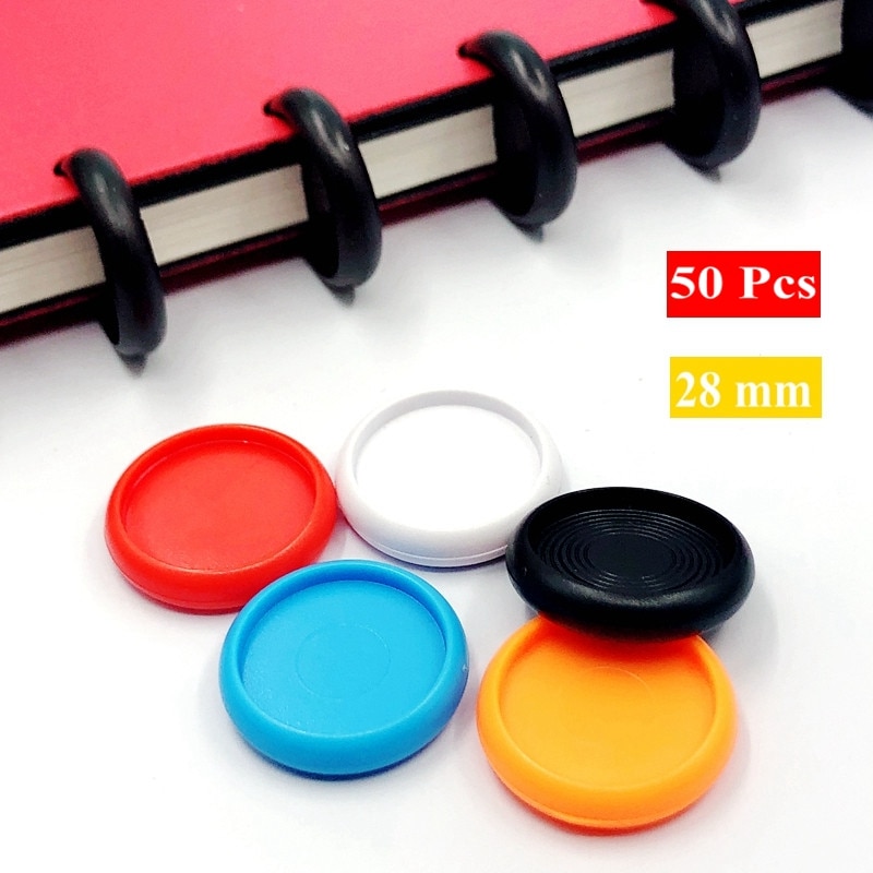 50 stk. 28mm ensfarvede skivebindere til notesbøger / planlægger diy løse blade bindende ringe frakoblede bærbare tilbehør  cx19-009