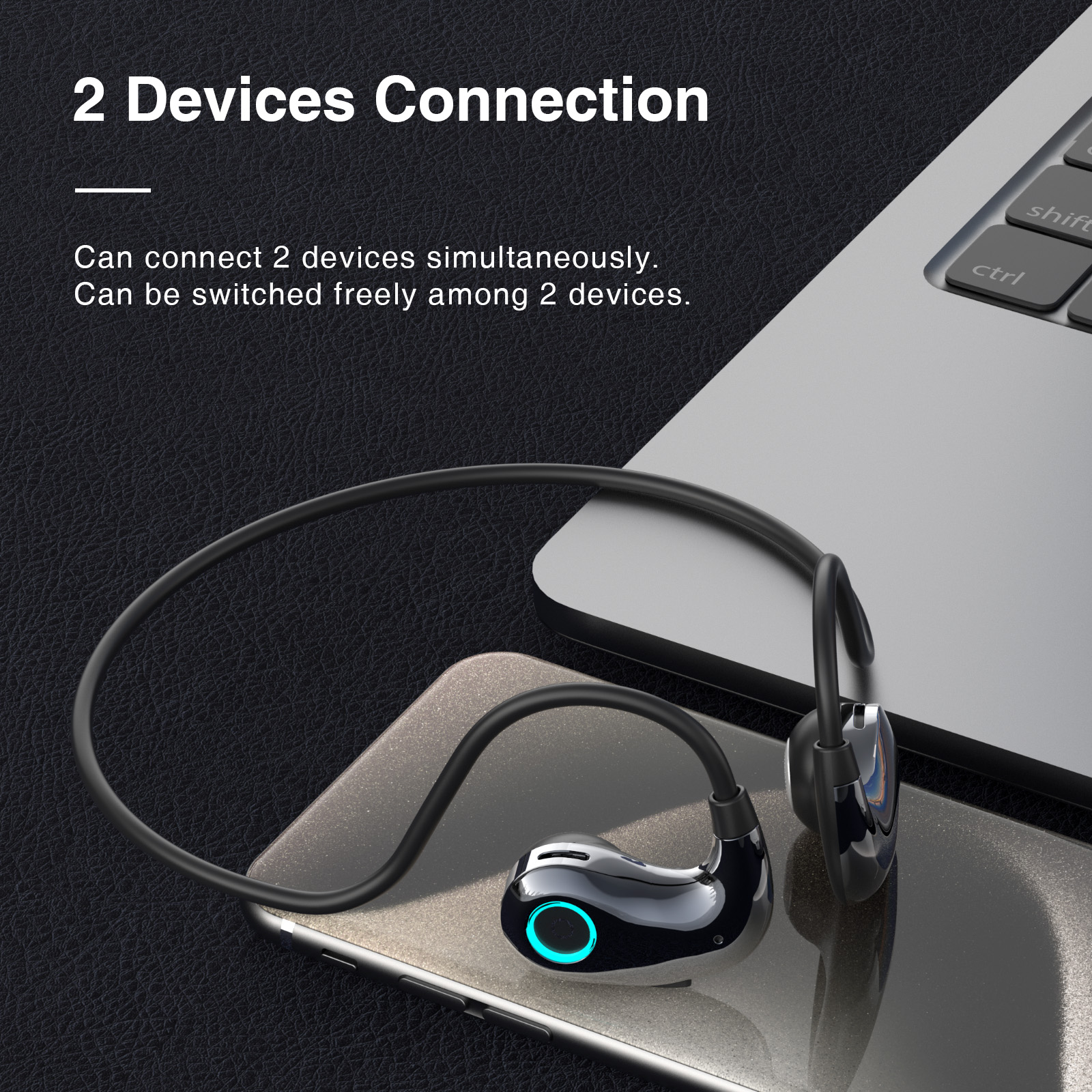 Bezprzewodowe słuchawki Bluetooth 5.4 sportowe redukcja szumów słuchawki z otwartym tyłem Mikrofon HD można podłączyć 2 urządzenia w tym samym czasie