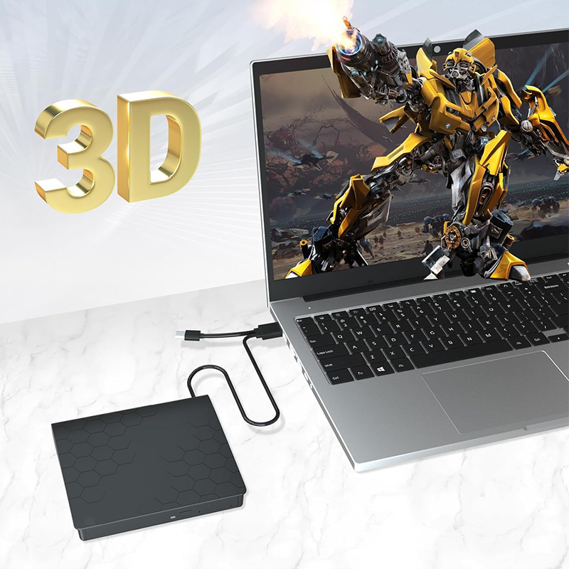 External Blu Ray Drive Support 50G Disc Read/Write Bluray Drives Portable 3D Blu Ray Burner Suitable for Windows 7/8/10/11 MacOS