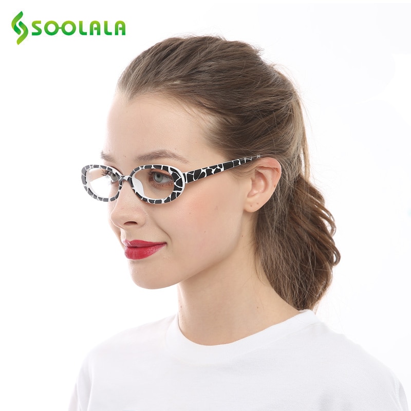 SOOLALA Cute Oval Optical Glasses Frame Women Eyewear Prescription Eyeglasses Frame Clear Lens Myopia Glasses
