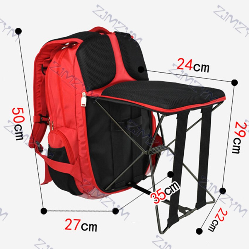 C1312 47L chaise de pêche sac à dos multifonctionnel tabouret pliant sac à dos en plein air sport décontracté alpinisme randonnée sac à dos