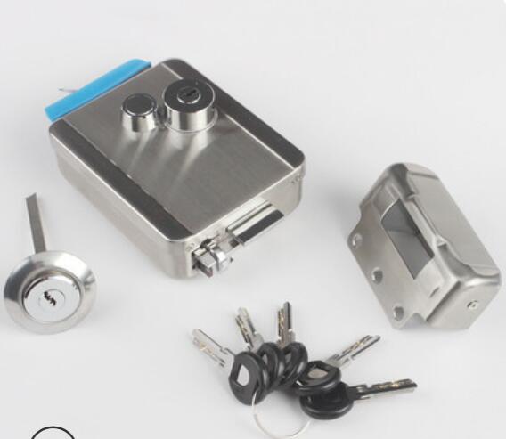 Stainless steel outdoor Electric Gate Door Lock Secure Electric metallic Lock Electronic Door Lock for intercom gate door: 3 keys model