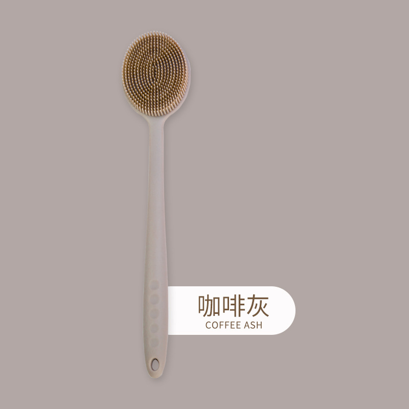 Lange Steel Plastic Bad Borstel Douche Terug Body Brush Massage Skin Cleaning Tools Douche Scrubber Borstels Badkamer Accessoires: coffee ash