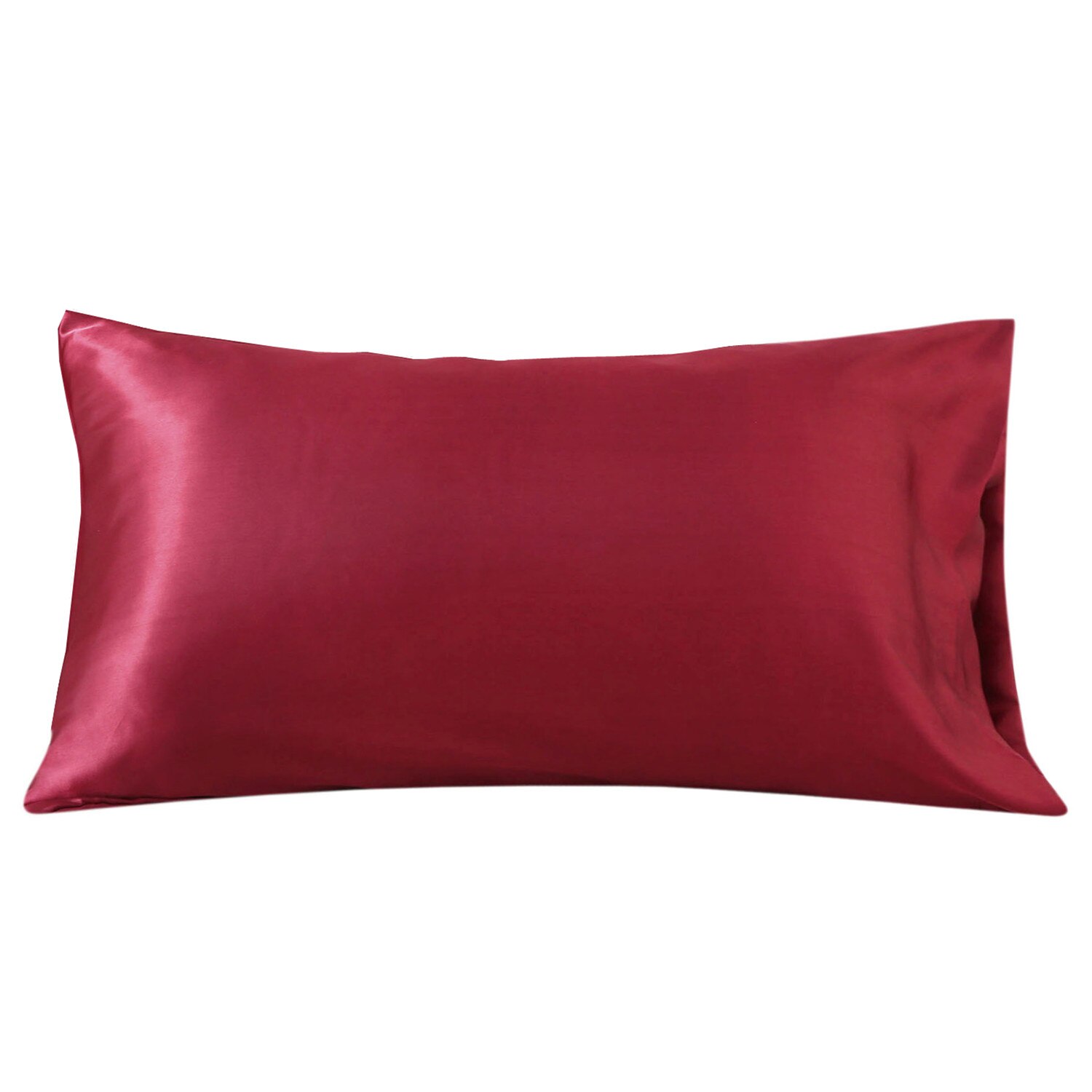 Funda de almohada de seda 100% para decoración del hogar, funda de almohada de satén sedoso, de belleza, cómoda: 470 x 740 mm / Rojo
