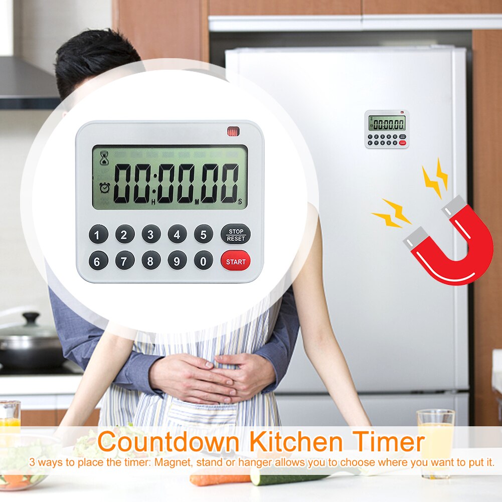 Portable Auto Off Battery Powered Kitchen Timer Digital Countdown With Magnet Back Cooking 99H 59M 59S Loud Alarm Durable Baking