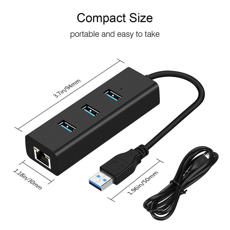 Adattatore Ethernet Gigabit USB 3 porte HUB USB 3.0 scheda di rete Lan da USB a Rj45 per Macbook Mac cavo di ricarica Micro USB Desktop