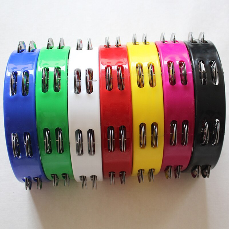 Pandereta de percusión para instrumentos musicales, campana de mano compacta de media luna, tambor KTV, pandereta Orff, 1 ud.