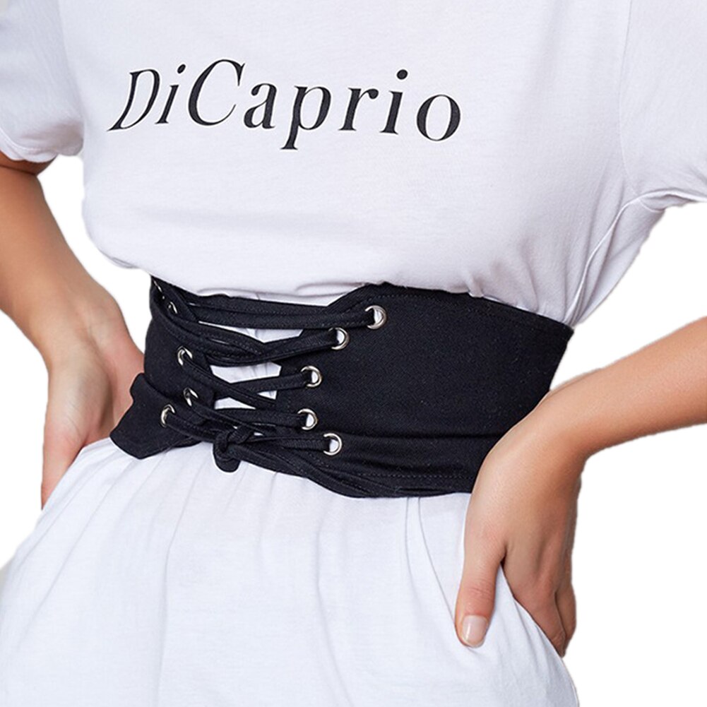 mujeres Encaje Vintage a cinturón elástico elástica ancha vendaje negro corsé para la cintura Slim único Accesorios