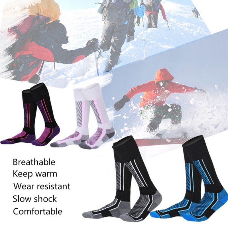 Vinter termisk skisokker tykkere bomuld varm sports sokker snowboarding cykling drenge pige skiløb vandrestrømper benvarmer
