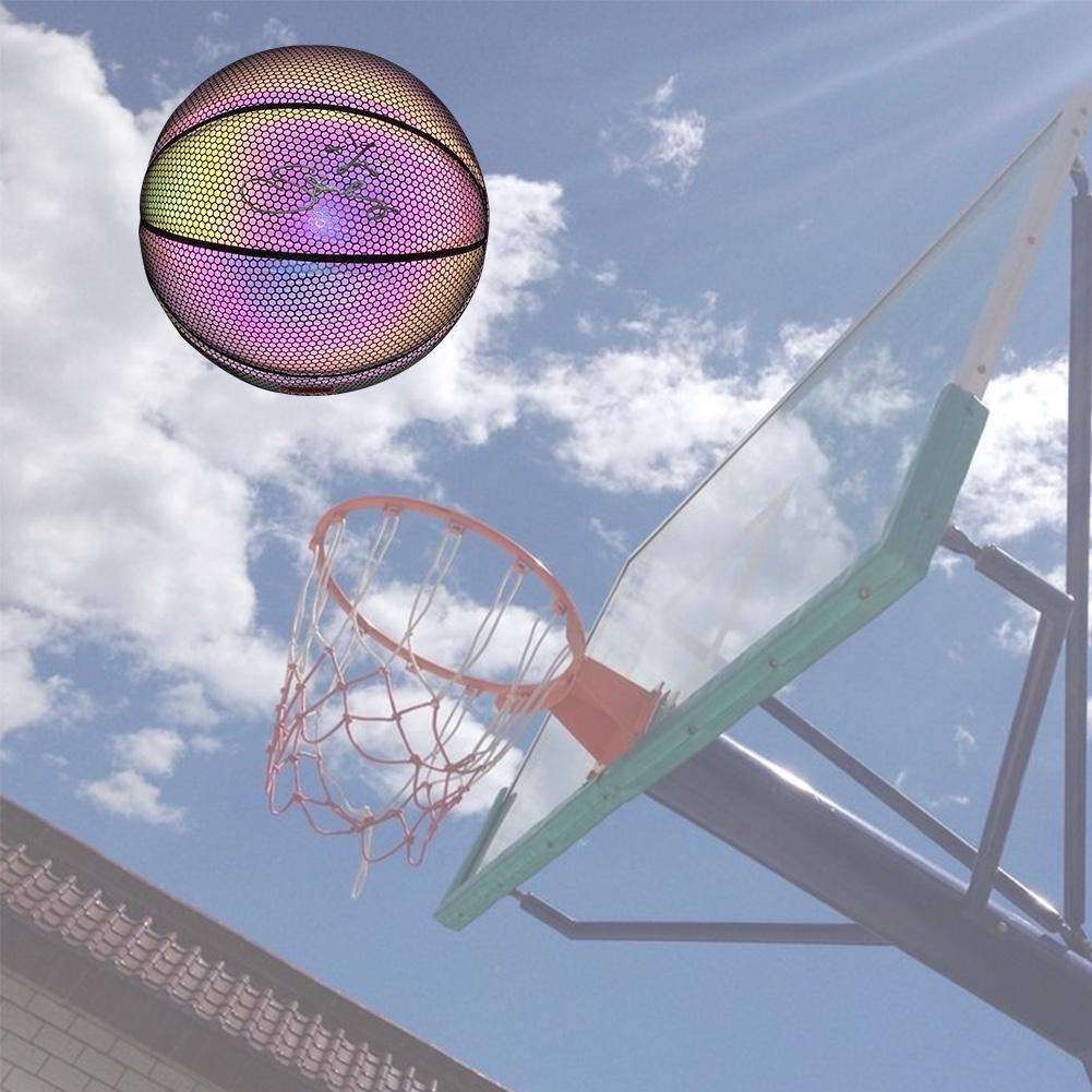 Ballon de basket Fluorescent sans batterie, brillant dans la nuit, brillant après le soleil, taille et poids officiels (S)