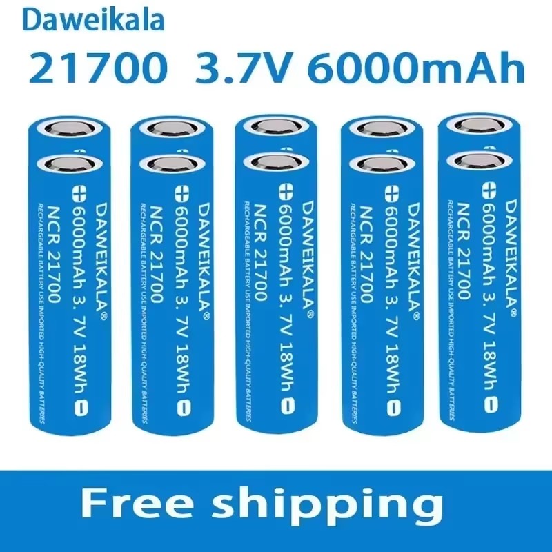 21700 Li-ion Battery 3.7V 6000mAh High Capacity 9.5A 2 Rate Discharge for DIY E-Bike/Power Tools Ternary Lithium Long Cycle Life