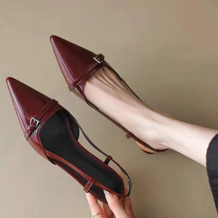 2024 zapatos de de tacones medios sexis con punta estrecha, sandalias de mujer, zapatos de tacón de de de verano, zapatos informales con talón descubierto, zapatillas de vestir