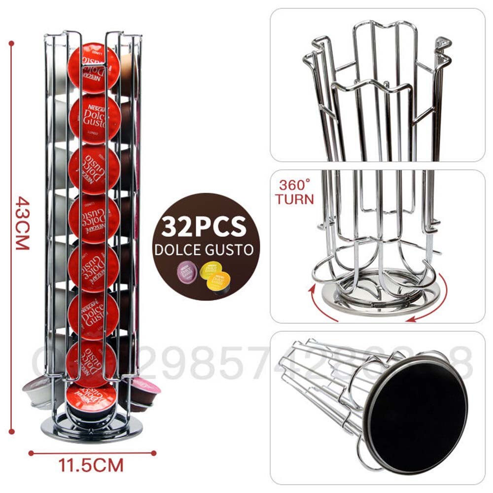 Dolce Gusto-cajón de almacenamiento para cápsulas, 24 Uds., soporte negro de fila recta, giratorio, estante de Metal, chapado, acero inoxidable, nuevos estantes para café: Coffee Rack Style 3