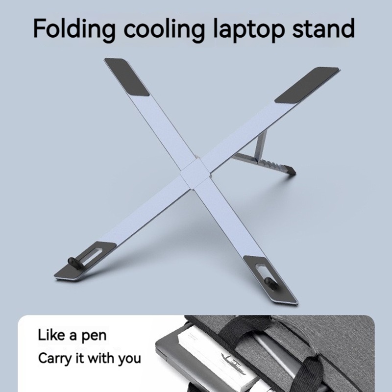 Draagbare opvouwbare mini metalen laptopstandaard voor bureau, in hoek verstelbare notebookhouder, compatibel met 10-17 inch laptops, tablets