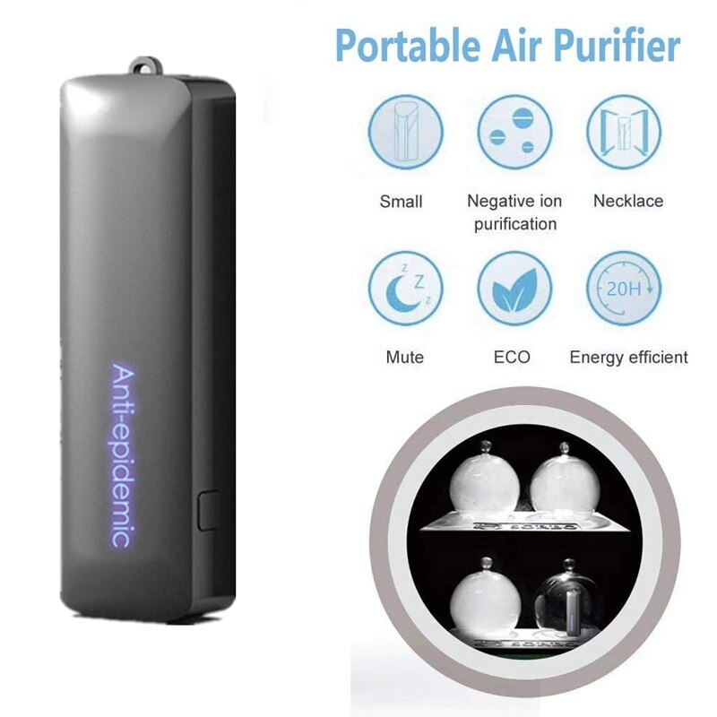 Personal Wearable Air Purifier Necklace USB Mini Portable Air Freshener Ionizer Negative Ion Generator