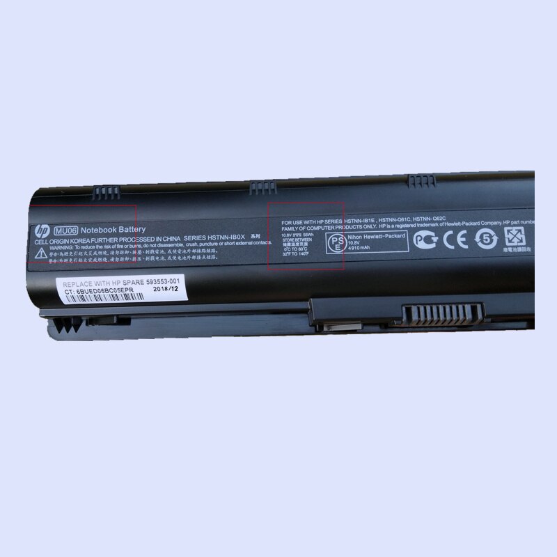 Original Laptop replacement Li-ion Battery MU06 for HP Pavilion G4 G6 G7 CQ42 CQ32 G42 CQ43 CQ62 G32 DV6 DM4 G72 47/55wh: 55WH