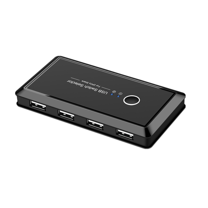 KVM-caja de interruptores USB 2,0, conmutador con 2 puertos, para compartir 4 dispositivos USB, para teclado, Monitor de impresora, interruptor USB
