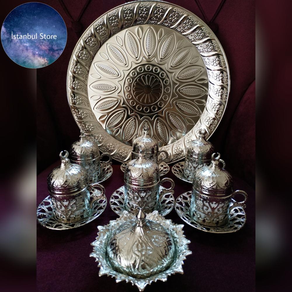 Copper Coffee Set 1-2-6-Piece Coffee Cup Set Made of Copper Silver Color Coffee Cup Porcelain Cup Set Espresso Glass Coffee Cup