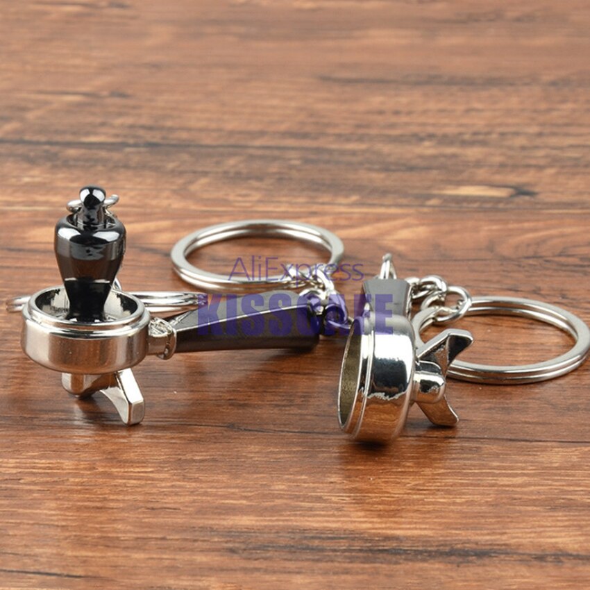 Barista Coffee Tamper Keychain Coffee Machine Handle Moka Pitcher Keyring Portable Coffeeware Espresso Accessories
