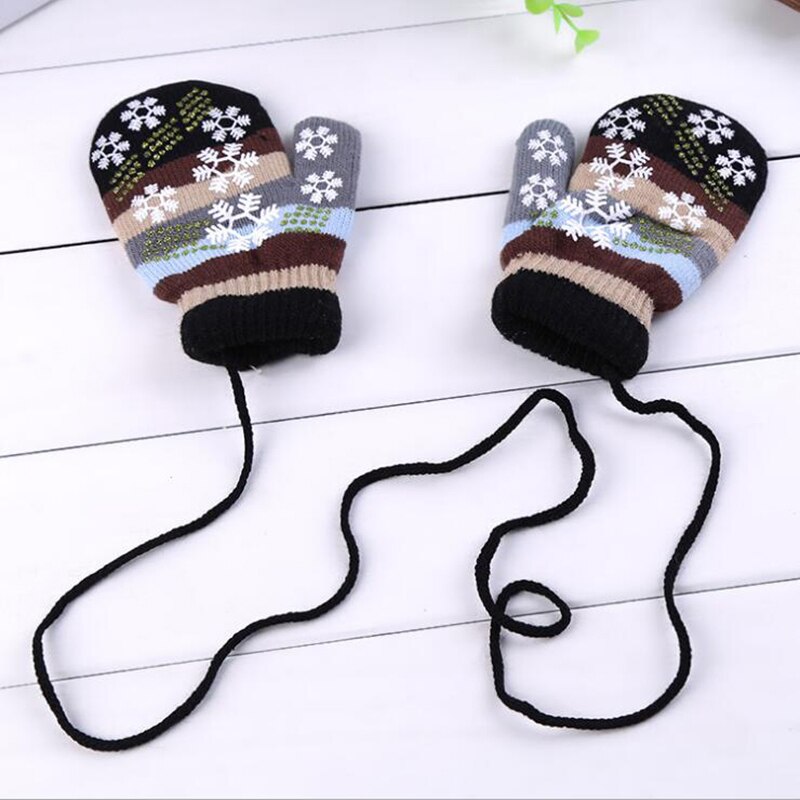 Kinderen Handschoenen Herfst Winter Kinderen Warme Handschoenen Jongens Meisjes Zachte Wanten Snowflake Streep Producten Baby Accessoires Handschoenen