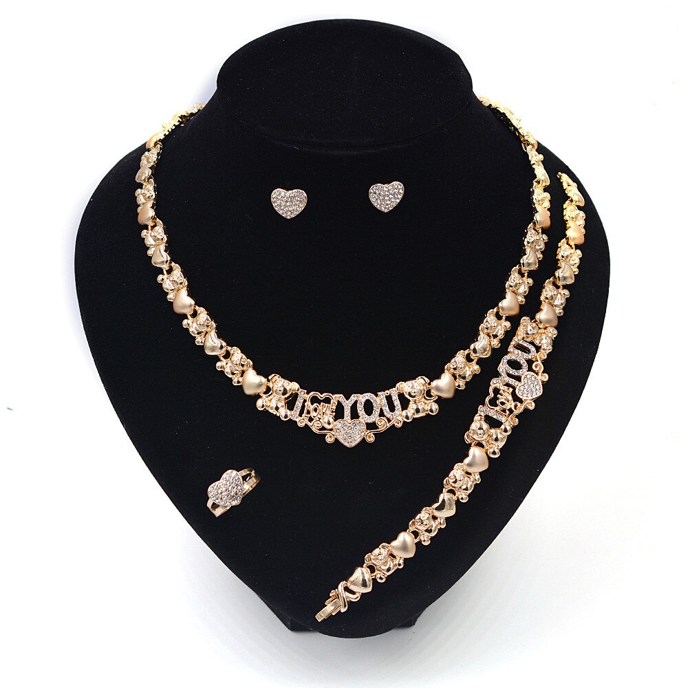 Hip hop smykkesæt til kvinder halskæde sæt bryllup smykker sæt øreringe xoxo halskæde armbånd: Stil 5
