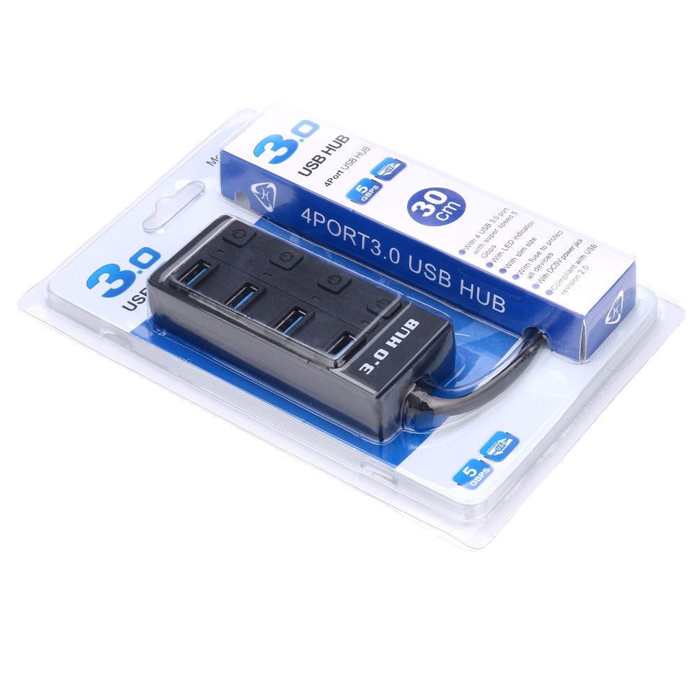 USB 3.0 Hub On/Uit Schakelaars Adapte 4 Port Met Super Speed USB 3.0 Hub On/Off schakelaars Adapter Voor PC Laptop Netwerk hub