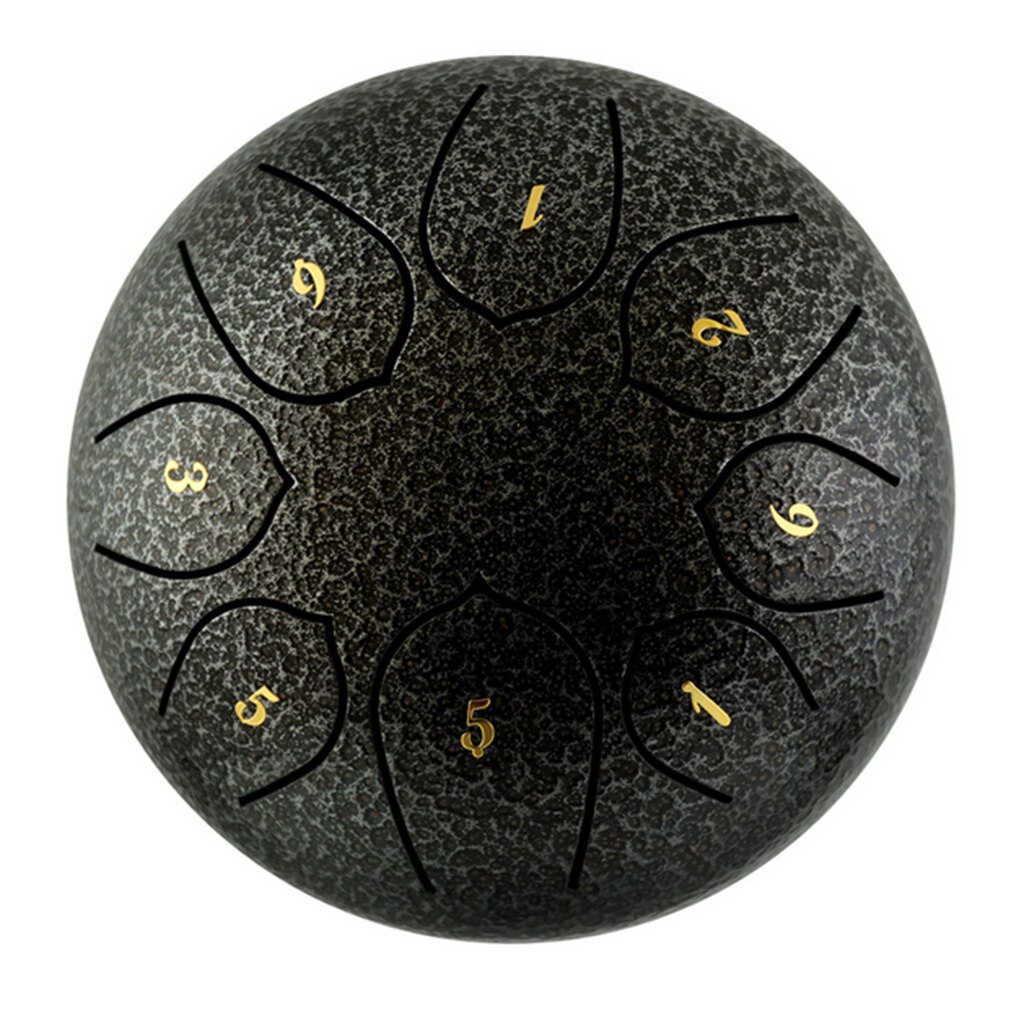 6" Alloy Steel Tongue Drum 8 Notes Tank Drum Instrument w/ Bag Mallets: Diamond Black