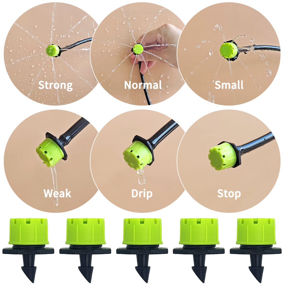 WUJIE 30-800X Garden Drip Irrigation Dripper 1/4'' Adjustable Watering System Emitter Nozzle 4/7mm Hose for Greenhouse Flower