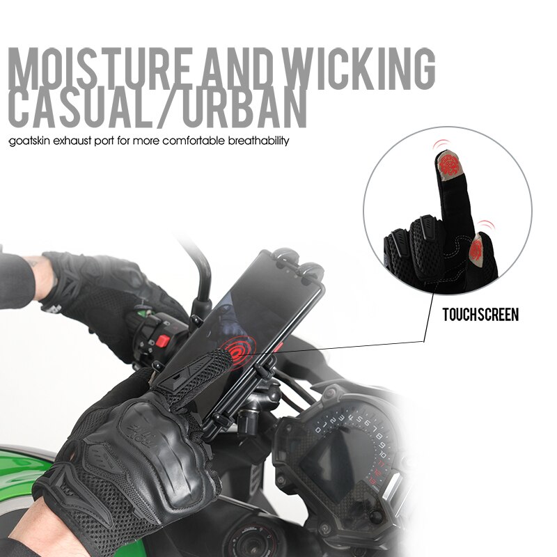 IRON JIA'S Guantes Moto Verano Hombre, Guantes Ciclismo Carretera con Pantalla Táctil, Accesorios para Moto, Equipo de Protección Guantes para Motocicleta Motocross