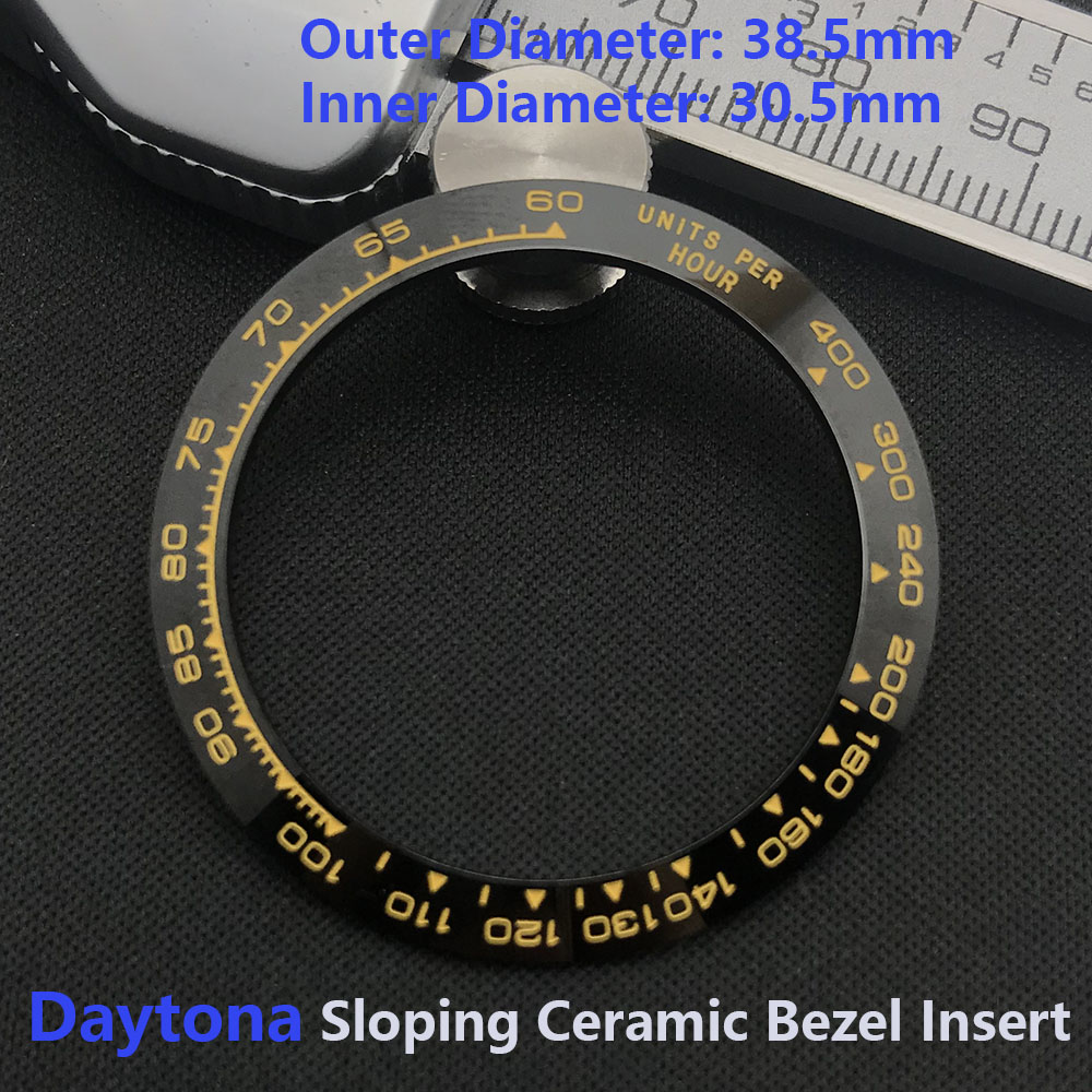Insert de lunette en céramique incliné Daytona 38.5*30.5mm pour pièces de montre Daytona (non lumineuse: Bleu
