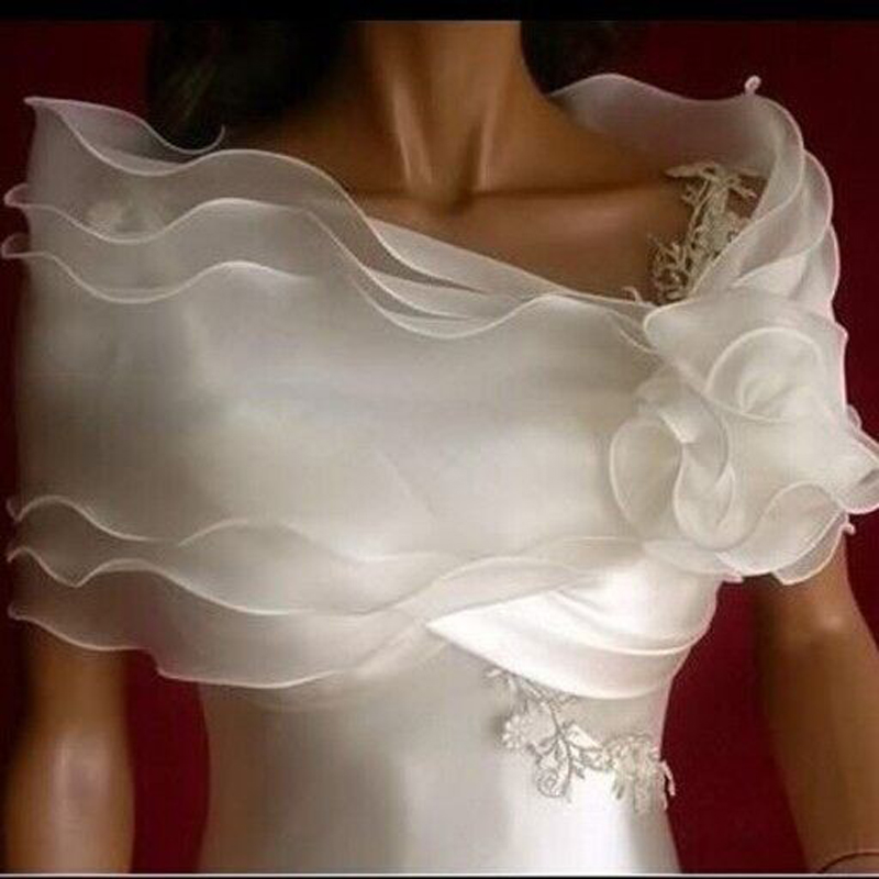 Bolero corto con volantes para mujer, capa de novia roja y blanca, accesorios de boda baratos, novedad