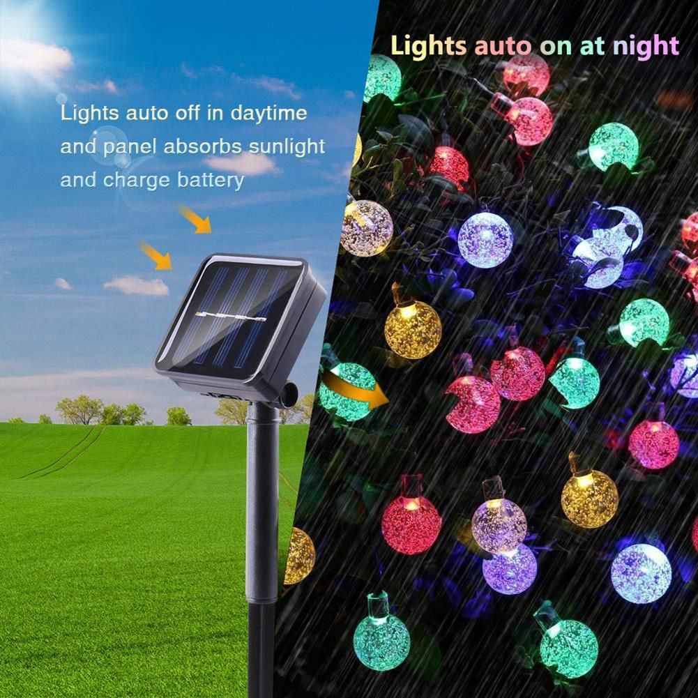 50 LEDs 10m Crystal Ball Solar Light Outdoor String Lamps Fairy Light Bulb Outdoor Garden Party Summer Festoon Ball Bulbs Lamps