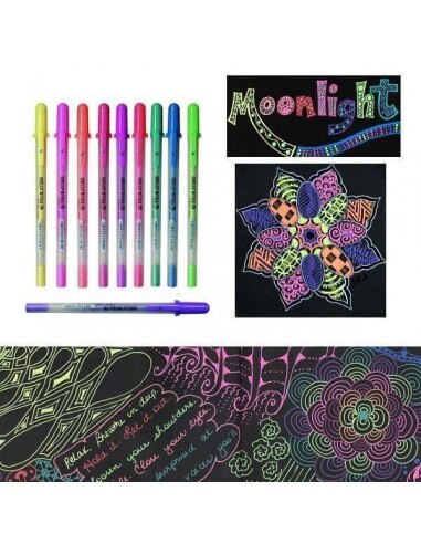 GELPEN DE BRILLO EN LA OSCURIDAD GELLY MOONLIGHT PURPURA FLUOR BOLIGRAFO CON TINTA DE GEL