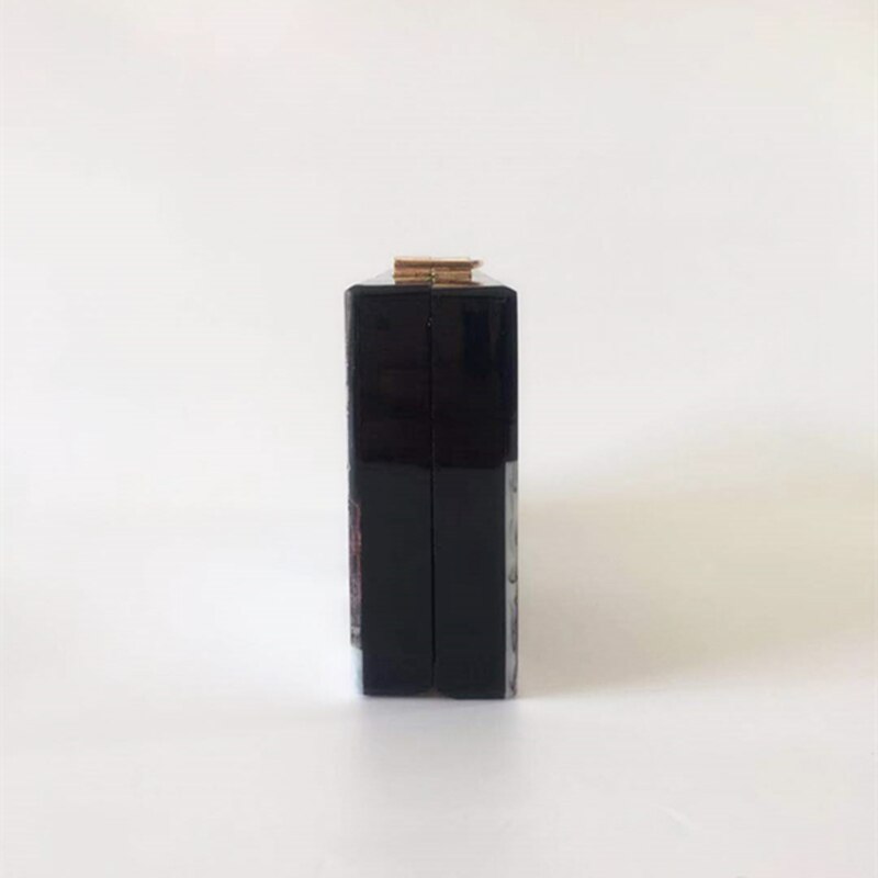 BlingBling Acrylic Evening Bag Marble Pattern Black White Flap Handbags Casual Patchwork Party Prom Wedding Clutch Purse