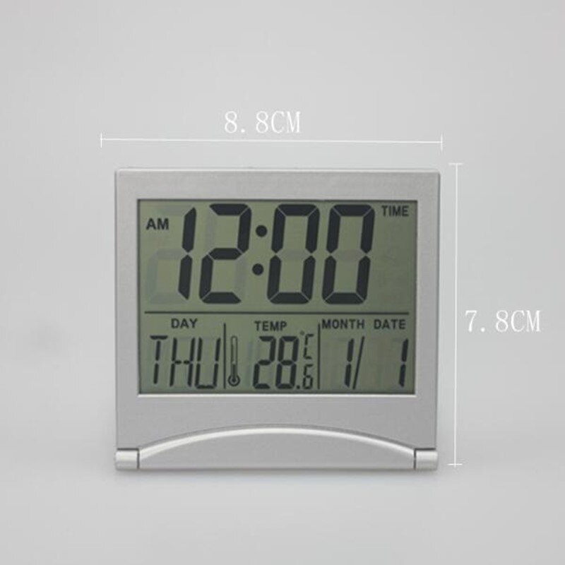 Foldable Digital Alarm Clock Portable Travel Electronic Clock Perpetual Calendar Temperature Time LCD Alarm Clock for Home Decor