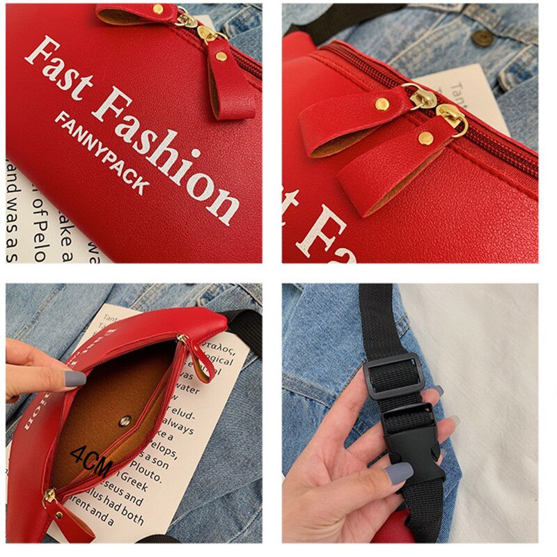 Sacchetto Della Vita delle donne di Cuoio DELL'UNITÀ di elaborazione di Banana Sacchetto Della Cinghia Del Sacchetto di Spalla Femminile Crossbody Petto Borse di Modo del Pacchetto di Fanny Lettera Della Borsa Hip bum Sacchetto