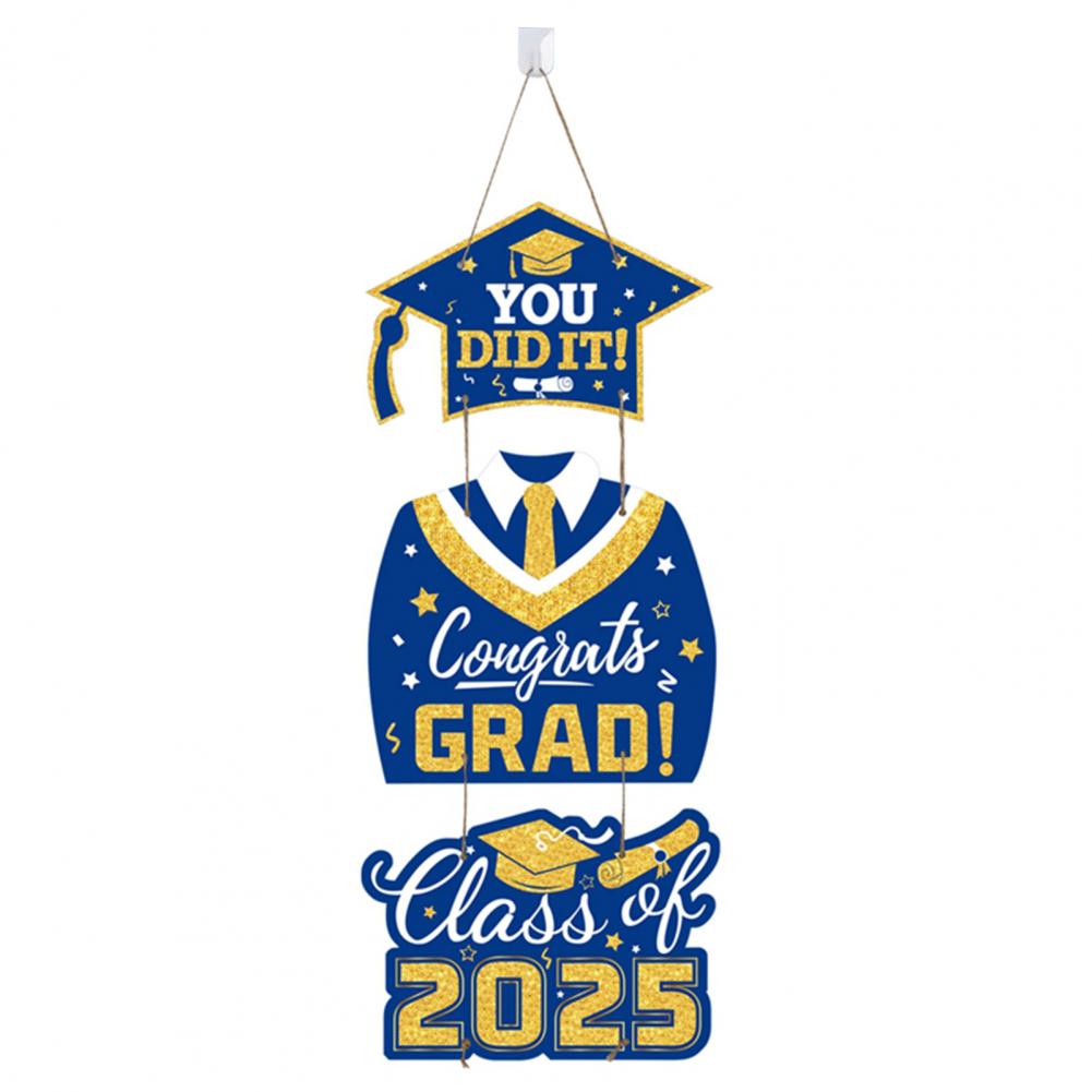 Graduation Party Decoration Class of Graduation Hanging Sign Paper Door Decorations Set for Graduation Party Congrats Grad: Blue