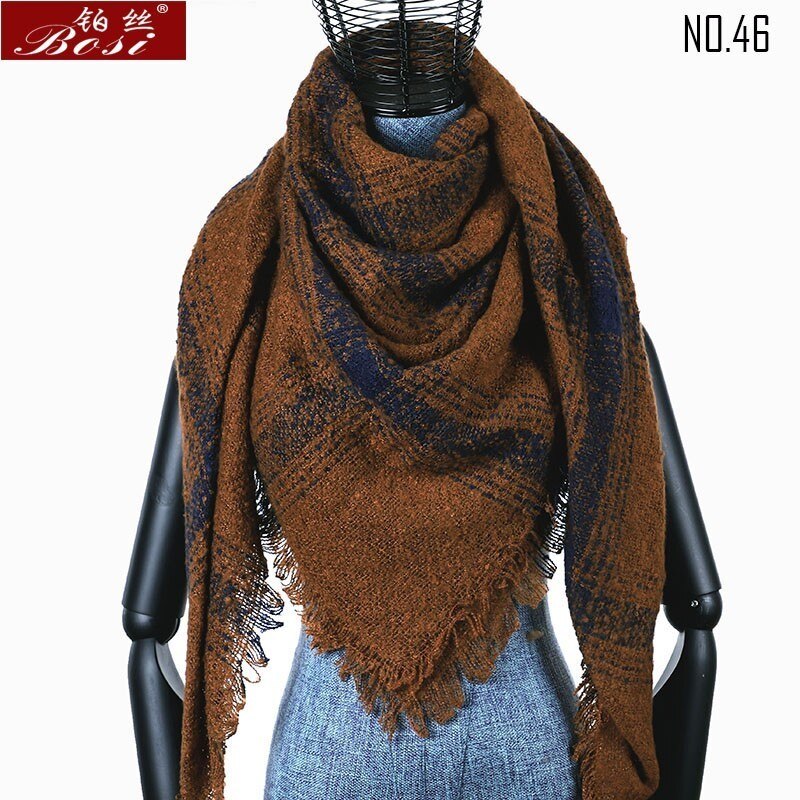 Winter Kasjmier Plaid Sjaal Sjaal Vrouw Poncho Driehoek Luxe Bandana Pashmina Wrap Grote Stola Luxe